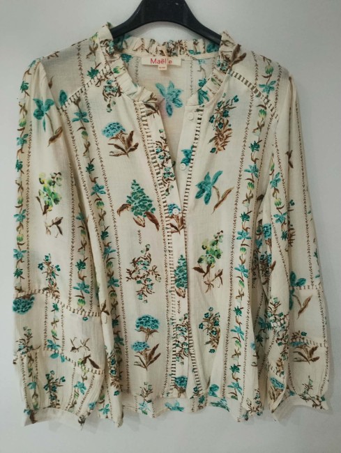 Chemise print en coton manches longues