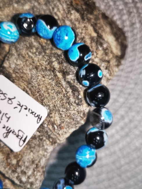 Bracelet en agate de feu bleue 8mm