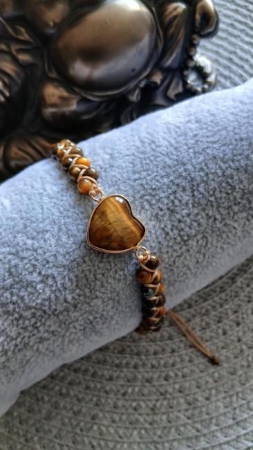 Bracelet Bohème Coeur Oeil de tigre