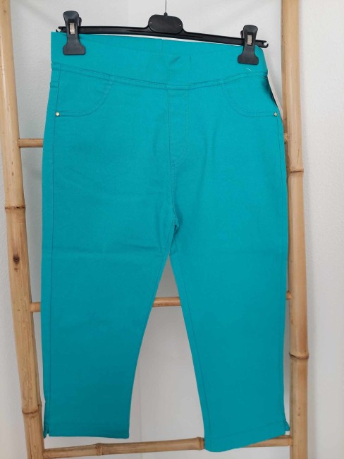 Treggings court taille élastique turquoise