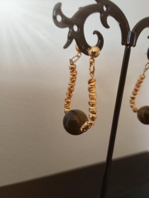 Boucle d'oreille  d'Oeil de Tigre