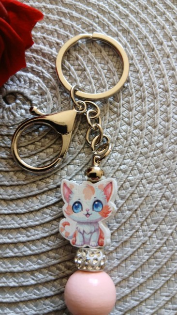 Porte clé chat en bois
