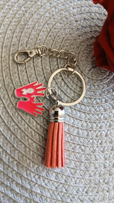 Porte clé Octobre Rose Mains