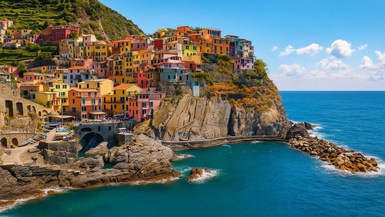 Maisons colorées en bord de mer en Italie, inspiration méditerranéenne pour les bijoux solaires et colorés Caprissa