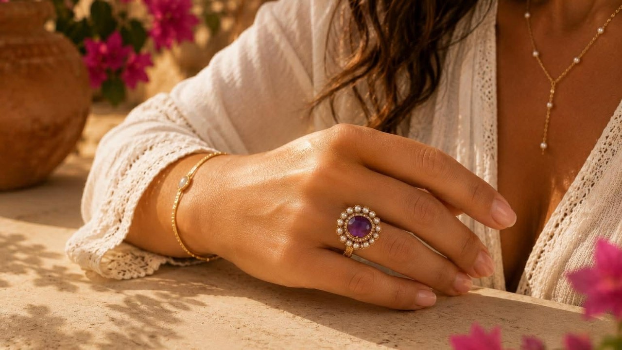 Des bagues bohème chic au charme solaire, ornées de pierres naturelles, de détails dorés et de touches colorées, entre inspirations nomades et élégance orientale