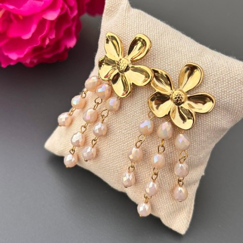 Boucles PAROS avec perle naturelles facettées – équilibre pour visage cœur