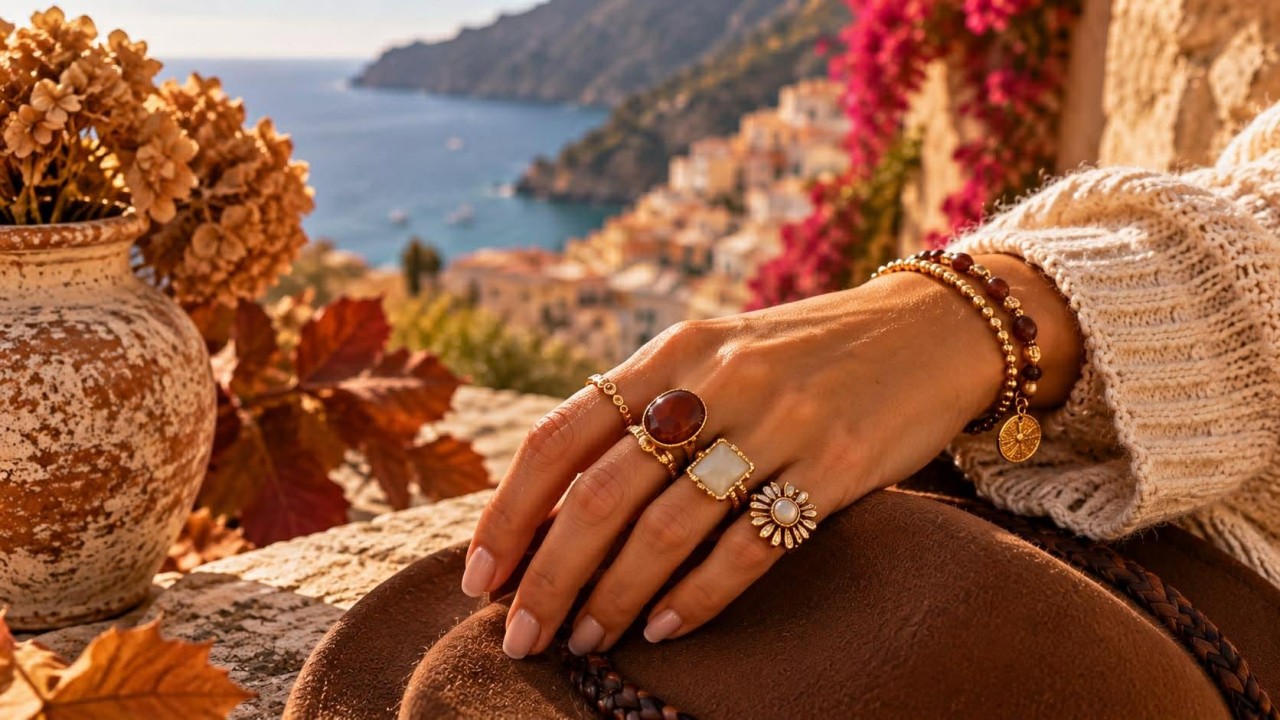 Des bagues bohème chic au charme solaire, ornées de pierres naturelles, de détails dorés et de touches colorées, entre inspirations nomades et élégance orientale