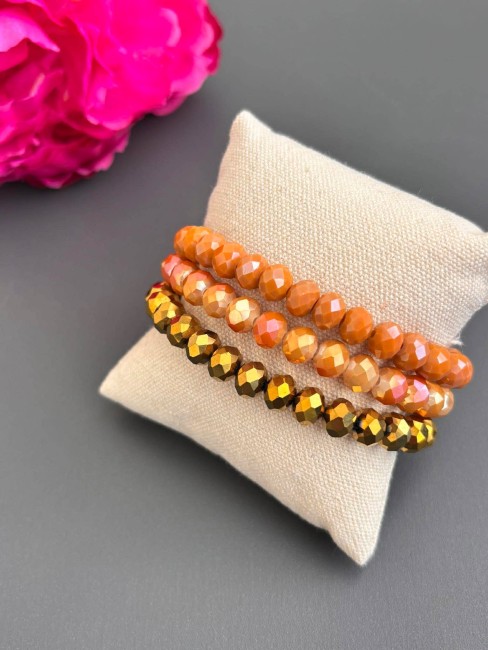AURORA - Manchette de 3 bracelets perle de bohèmes terracotta Manchette bohème chic composée de 3 bracelets de perles de bohème terracotta pour un look glamour, tendance et chic