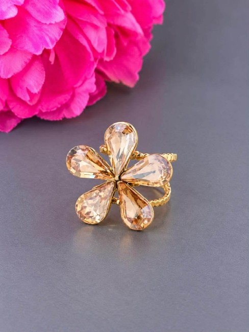 Bague fantaisie composée de perles cristal facettées aux nuances marron très bohème chic