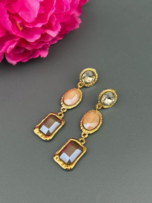 RANIA - Boucles d'oreilles strass beige