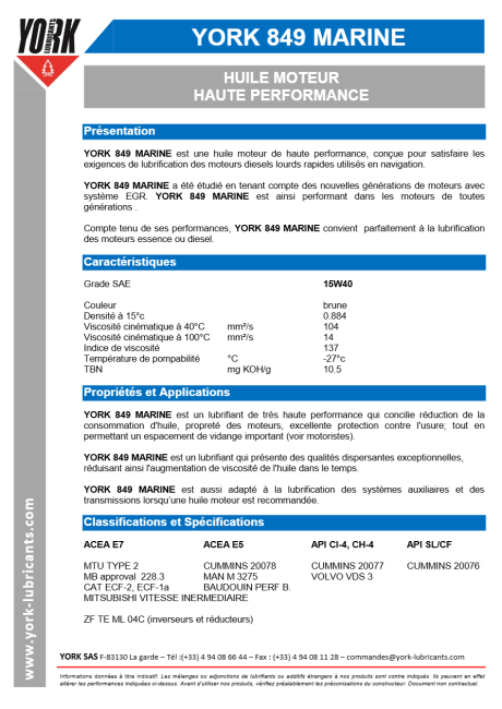 york 849 SAE 15W40