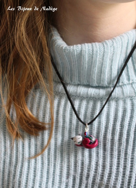 Collier chat coloré artisanal fait main idée cadeau amoureuse chaton