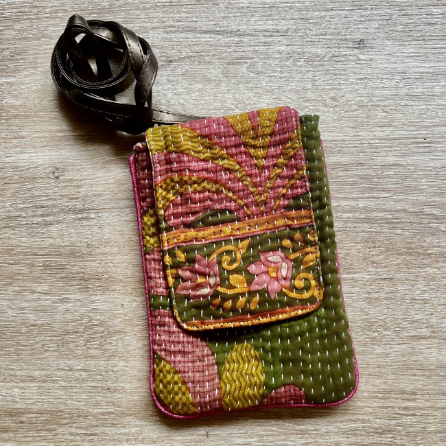 pochette téléphone en tissu indien vintage - Mysore