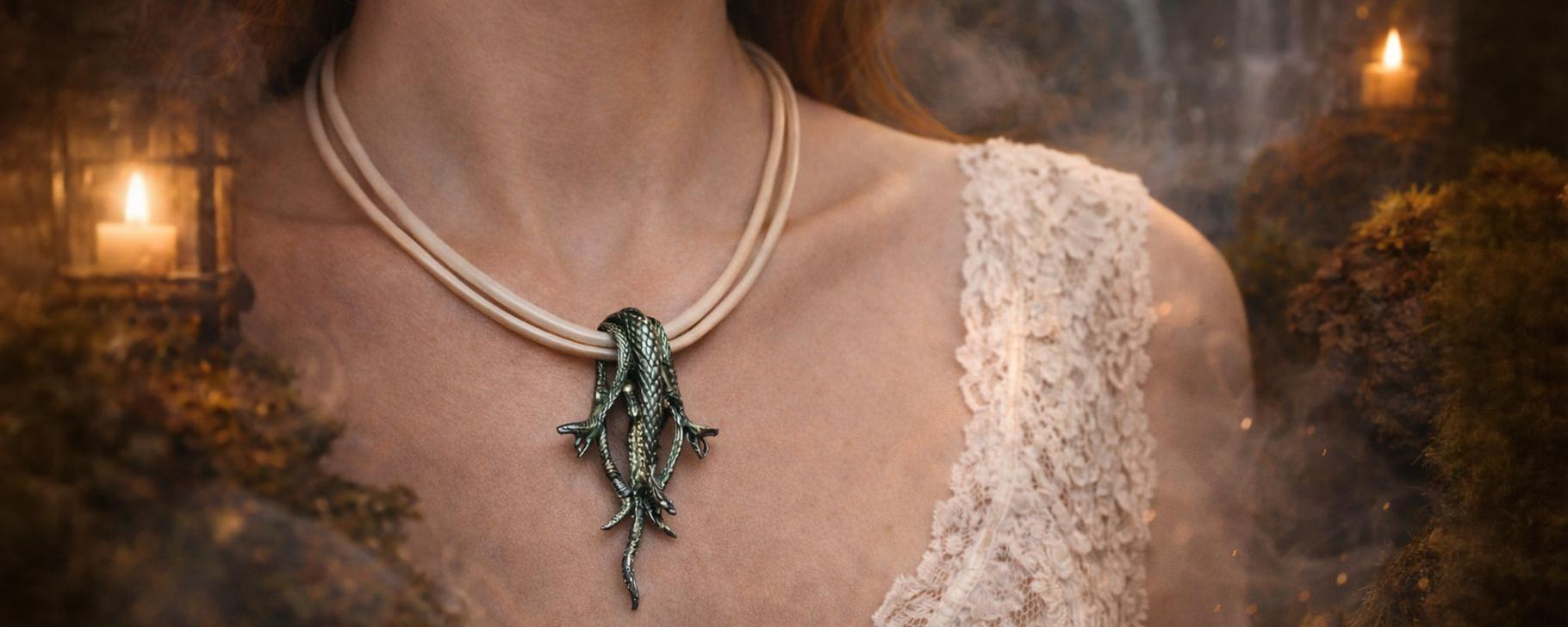 Collier serpent bijou artisanal femme univers feerique et fantastique