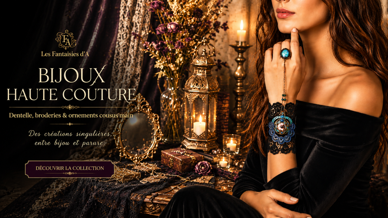 Bijoux Haute Couture artisanaux cousus main en dentelle et broderies – Les Fantaisies d'A
