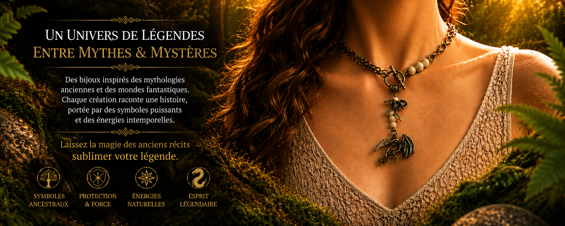 Bijoux artisanaux fantasy et mythologies anciennes, talismans inspirés des légendes et créatures mythiques