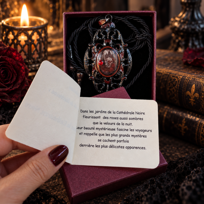 Une image exclusive dévoilant la carte accompagnant la création et son univers narratif. Les Roses de la Cathédrale Noire s'inscrit dans l'univers gothique mystérieux de la collection Les Dames de Blackwood.