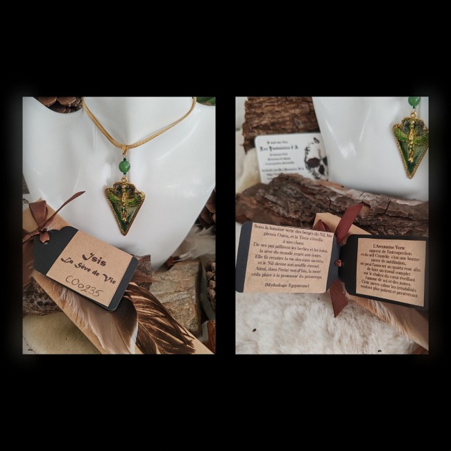 Collier Isis Découvrez le collier Isis : acier inoxydable doré, émail transparent, pierres naturelles. Bijou artisanal premium avec carte et écrin.