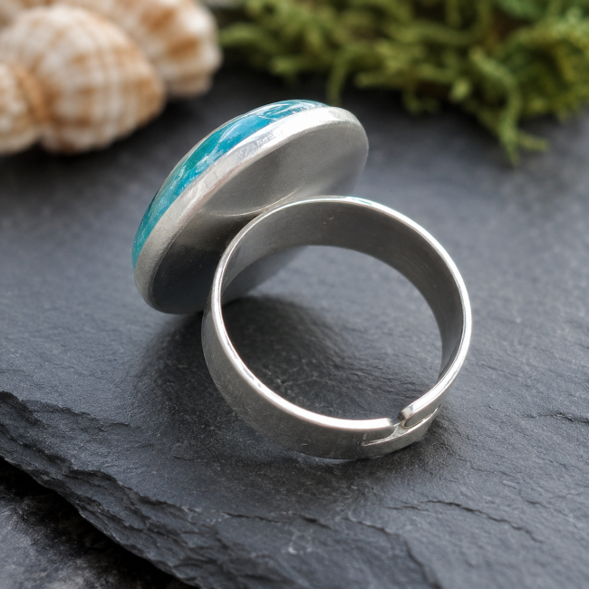 Vue arrière de la bague femme Le Chant des Abysses en acier inoxydable argenté Vue arrière de la bague femme Le Chant des Abysses en acier inoxydable argenté