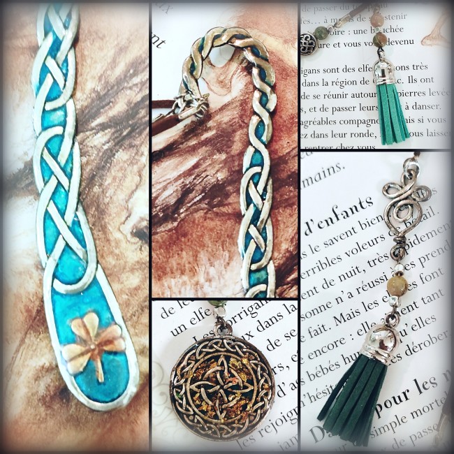 details marque pages Bragi emaux faits main breloques protection gemmes naturelles suédine