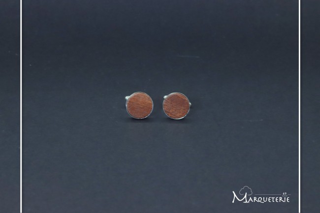 Boutons de manchette bois ronds acajou'''