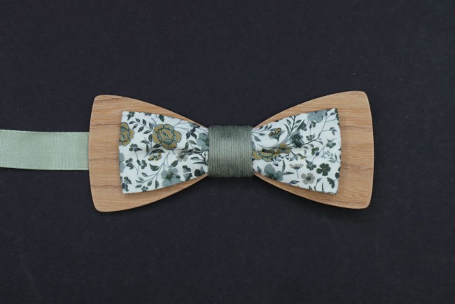 Lot noeud pap bois tissu liberty sauge eucalyptus homme et ado'''''