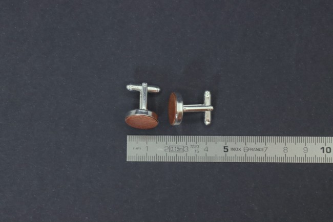 Boutons de manchette bois ronds acajou''
