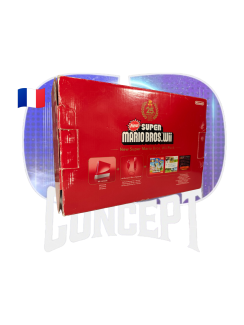 Console Wii Rouge 25ème anniversaire Mario box back Photo de dos de la boîte de la Console Wii Rouge 25ème anniversaire Mario