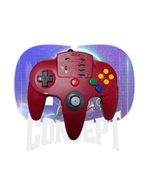 Photo de face de la Manette AsciiWare Nintendo 64 red