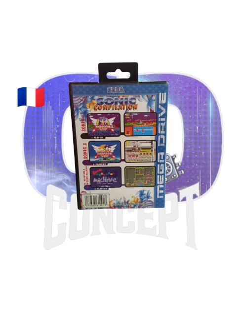 Sonic Compilation MegaDrive back Photo de l'arrière du jeu Sonic Compilation sur MegaDrive