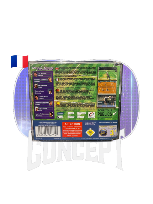 Photo de l'arrière du jeu Virtua Tennis sur Dreamcast