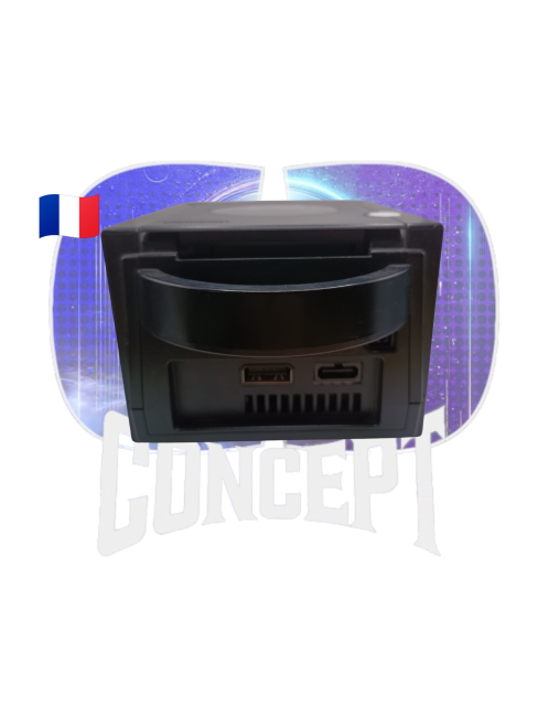Photo de l'arrière de la console Nintendo GameCube noire en loose