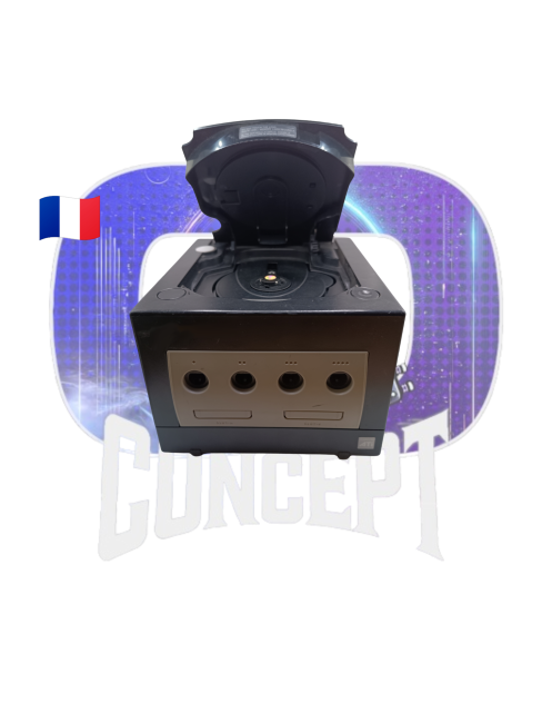 Photo de face capot ouverde la console Nintendo GameCube noire en loose