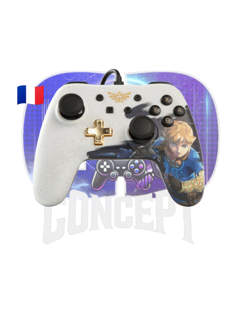 Photo de face de la manette filaire Zelda pour Switch