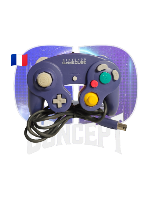 Manette bicolore officielle Nintendo GameCube front Photo de face de la Manette bicolore officielle Nintendo GameCube