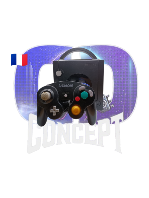Photo de l'ensemble de la console Nintendo GameCube noire en loose
