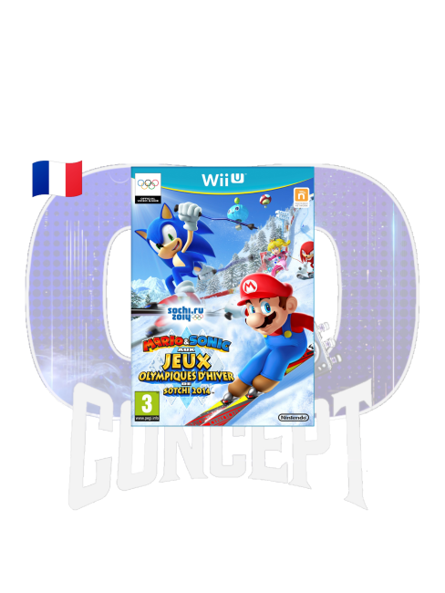 Mario & Sonic aux Jeux Olympiques d’Hiver de Sotchi 2014 – Wii U front Photo de la jaquette du jeu Mario & Sonic aux JO d’Hiver de Sotchi 2014 – Wii U
