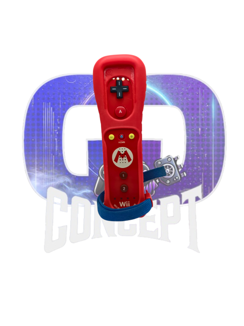Photo de face avec étui de la Wii Remote Plus Mario Wii et WiiU