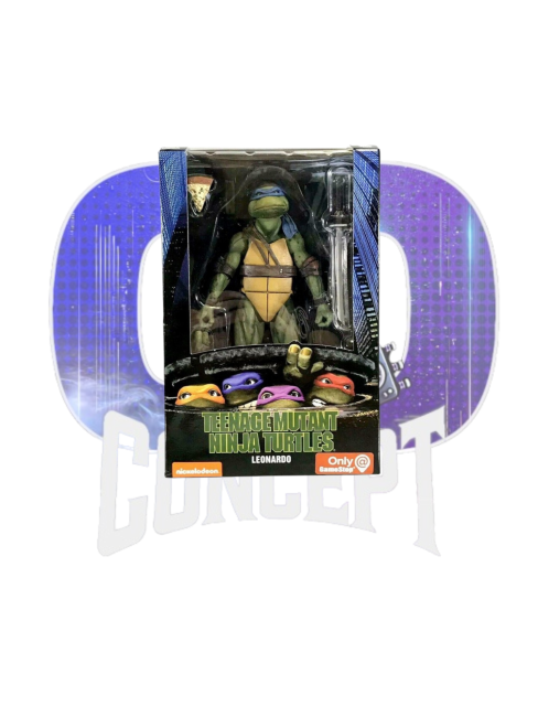 NECA – Teenage Mutant Ninja Turtles – Leonardo – Movie 1990 – box Photo de la boîte de la figurine NECA Leonardo TMNT Movie 1990 18 cm
