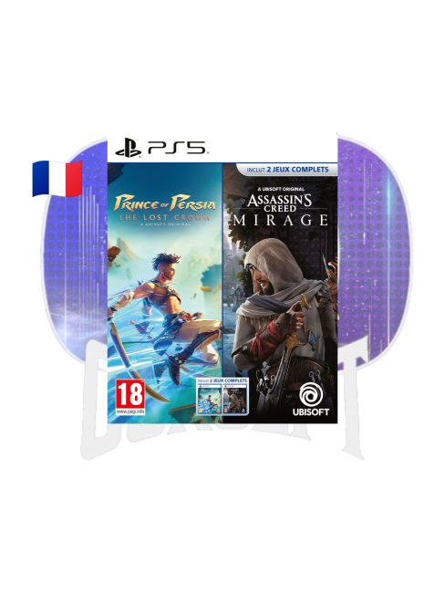 Bi Pack Ubisoft PoP Lost Crown + AC Mirage PS5 front Photo de la jaquette du Pack PS5 Ubisoft – Prince of Persia: The Lost Crown + Assassin’s Creed Mirage