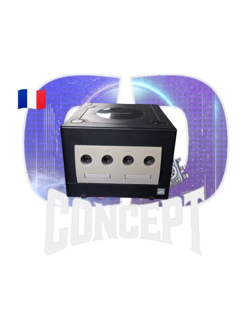 Photo de face de la console Nintendo GameCube noire en loose