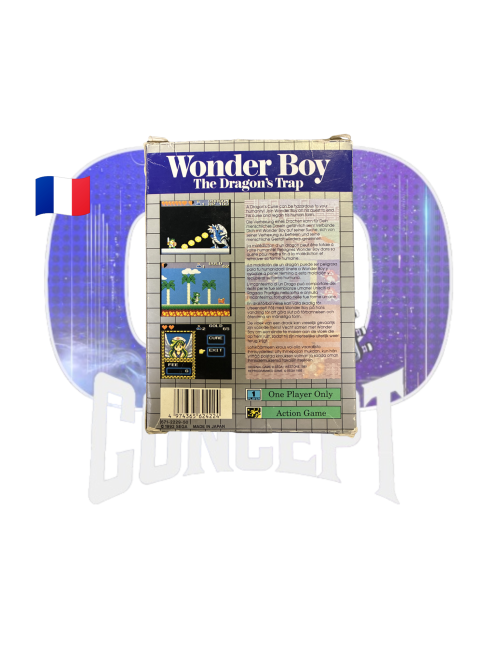 Wonder Boy Game Gear CIB back Photo de dos de la boîte du jeu Wonder Boy: The Dragon’s Trap – Sega Game Gear