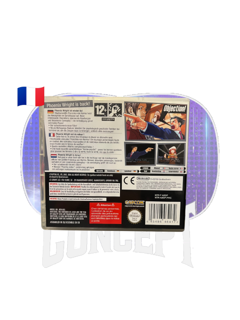 Photo de l'arrière du jeu Phoenix Wright Ace Attorney Justice for All sur DS
