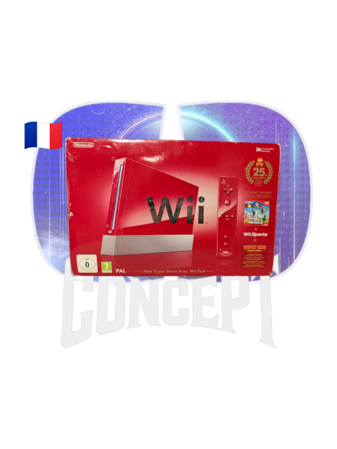 Console Wii Rouge 25ème anniversaire Mario box front Photo de face de la boîte de la Console Wii Rouge 25ème anniversaire Mario