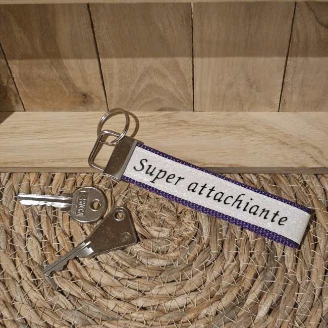 Porte clés message Super attachiante coloris violet