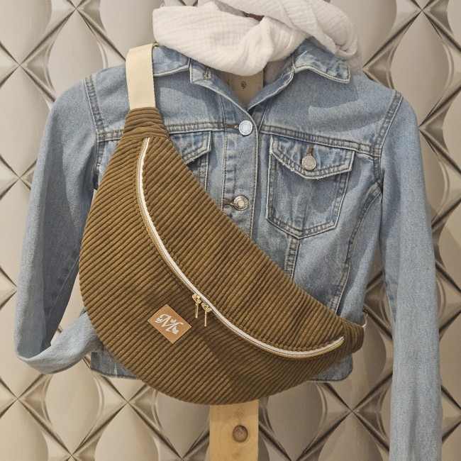 Banane Tsuki velours coloris tabac et coton imprimé léopard