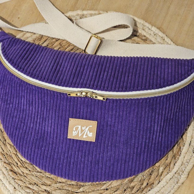 Sac banane Tsuki velours côtelé coloris violet | Mel Créations
