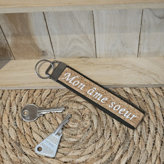 Porte clés message MON ÂME SOEUR coloris noir
