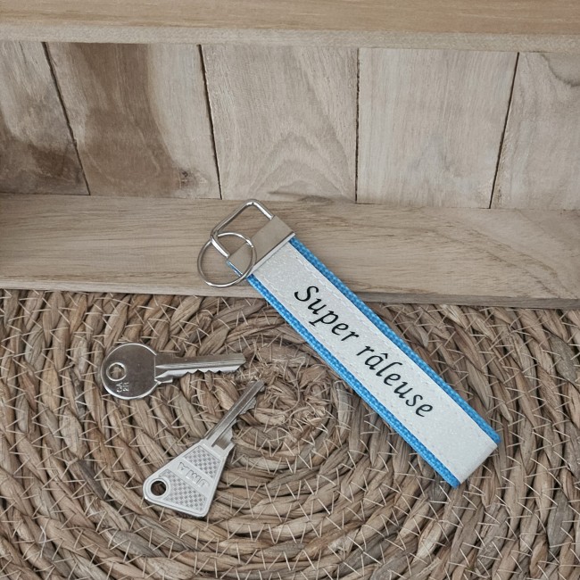 Porte clés message Super râleuse coloris turquoise