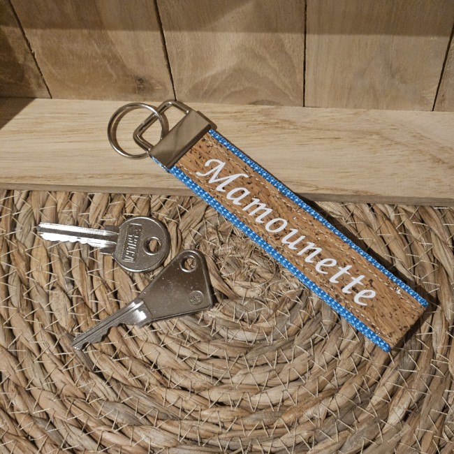 Porte clés message MAMOUNETTE coloris turquoise
